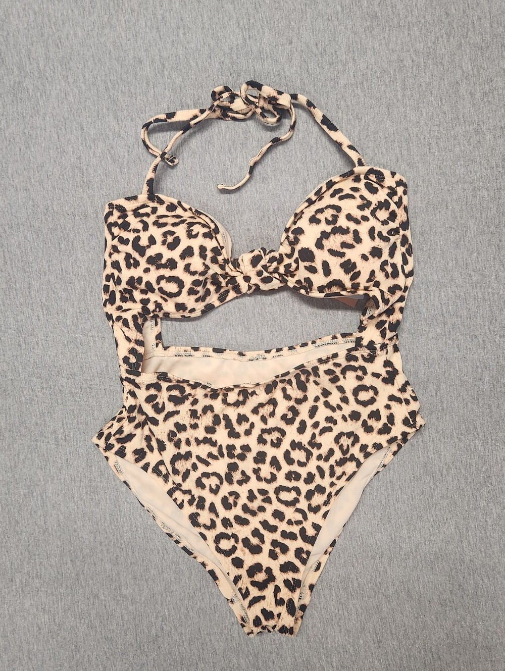 Shade & Shore Leopard Cut‑Out Regular‑Leg One‑Piece Swimsuit – Multi M NWT